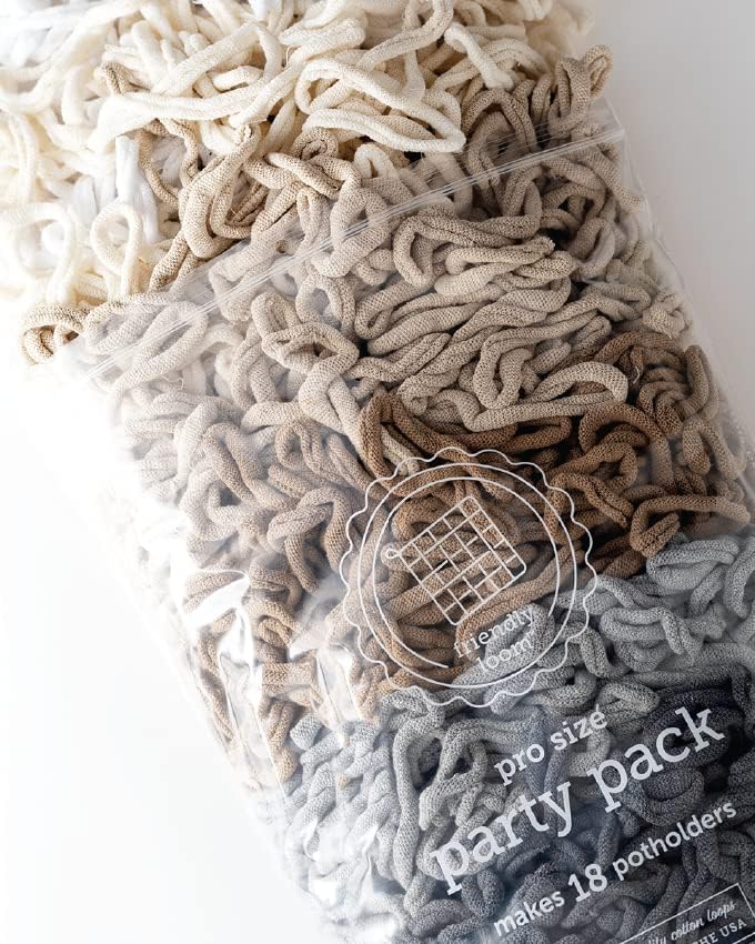 friendly loom Quality Cotton Weaving Loops in Neutral Colors – 10” PRO Size | Weave 18 Functional Potholders | Made in The USA - Image 2